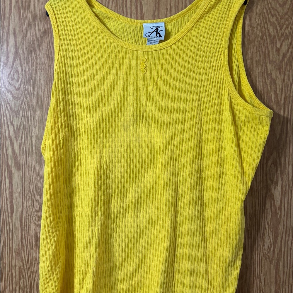 JK Designs Bright Yellow Ribbed Tank Top